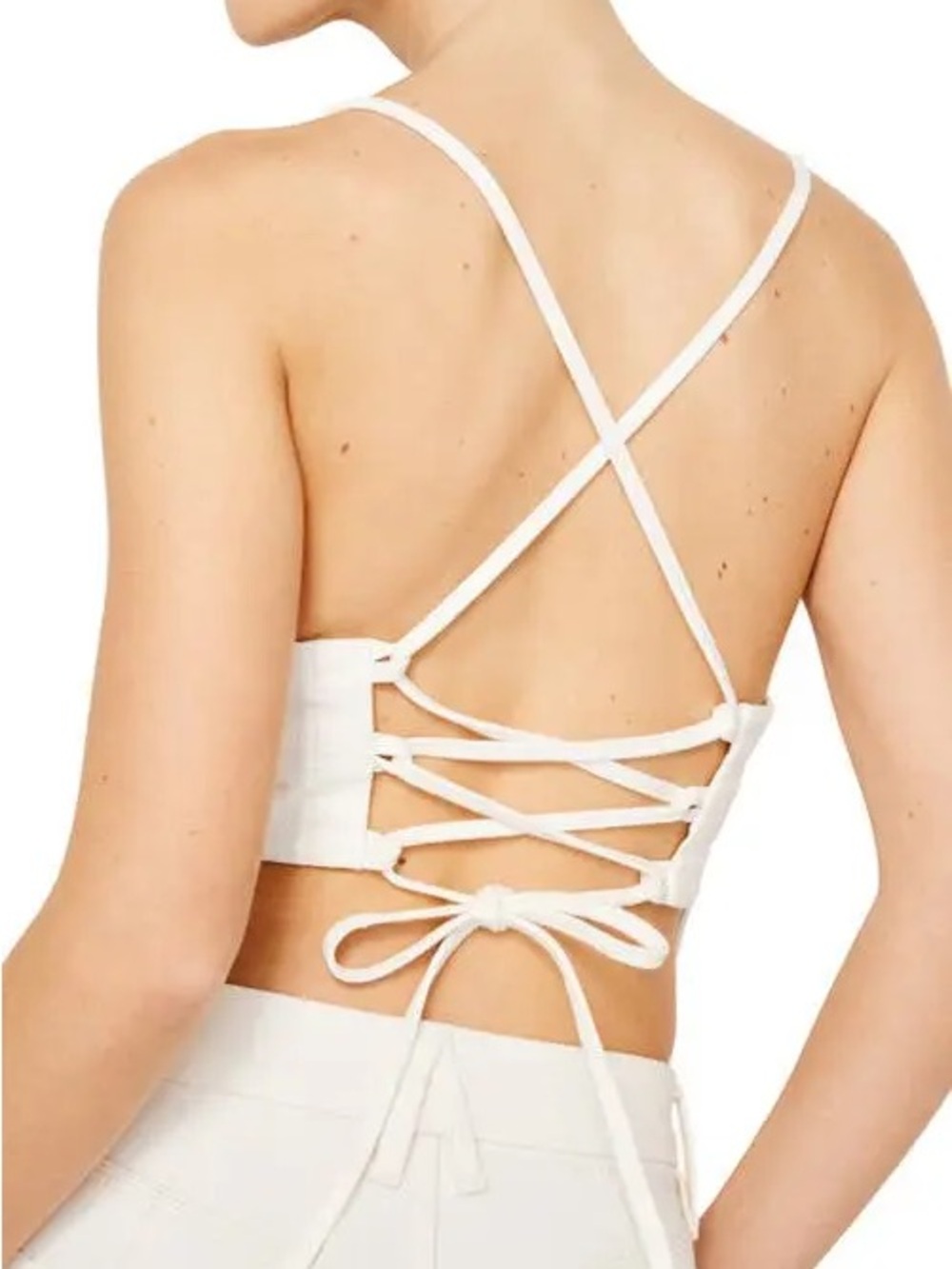 GOOD AMERICAN Tie Back Denim Crop Camisole